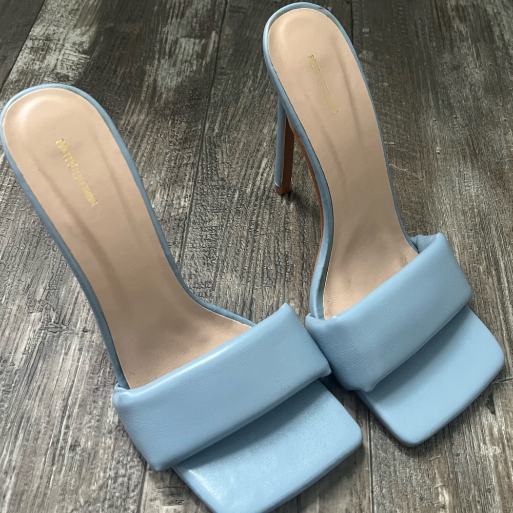 Pretty little thing Baby blue slip on heels